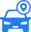 Limousine service icon showing a car with location pin marker, representing premium transportation service.