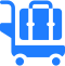 Luggage cart service icon showing a baggage trolley, representing premium airport transfer and luggage handling service